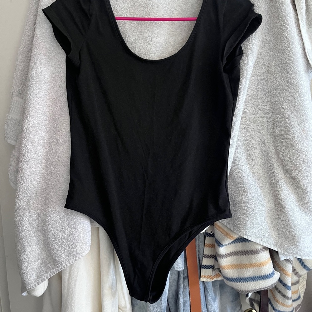 Black Scoop Neck Bodysuit